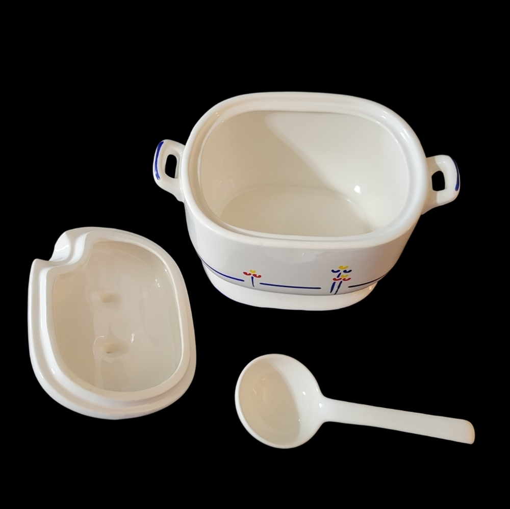 Vintage Riva Designs Tulip Tourine Sauce Soup Retro Primary Color Tulip Pattern - Picture 4 of 12